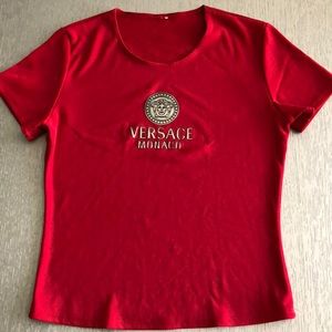 Versace Red Short Sleeve Logo Tee